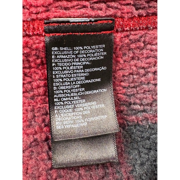 The North Face Mens‎ Fleece Pullover Red Black Plaid 1/4 Zip Medium Brown label - Picture 7 of 10